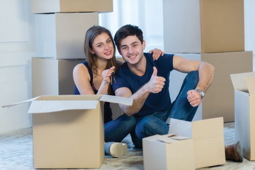 Packing materials and household items prepared for removal